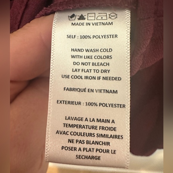 Paper Crane Maroon Smocked Baby Doll Long Sleeve Blouse - Picture 6 of 6